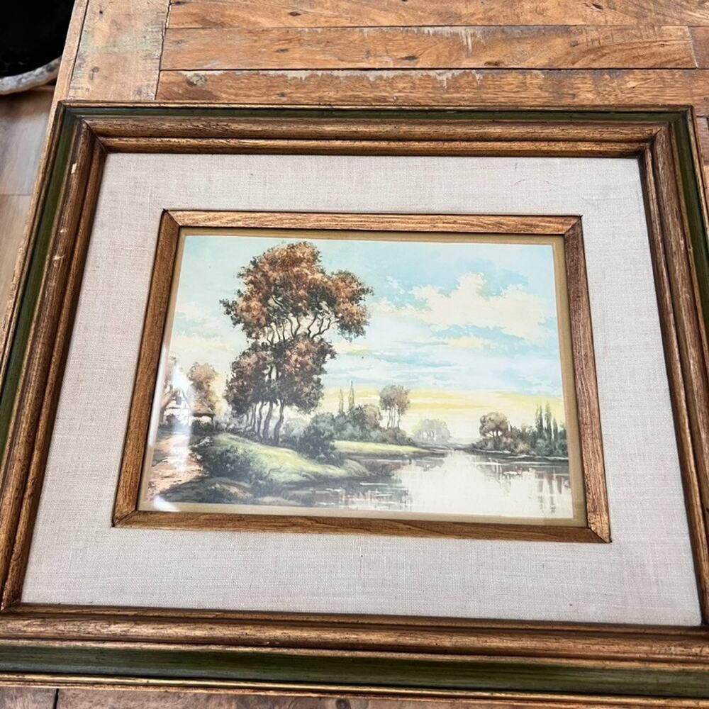 Vintage Collectable Landscape Lithograph Print Framed 19x17" By L Benard - Picture 2 of 16